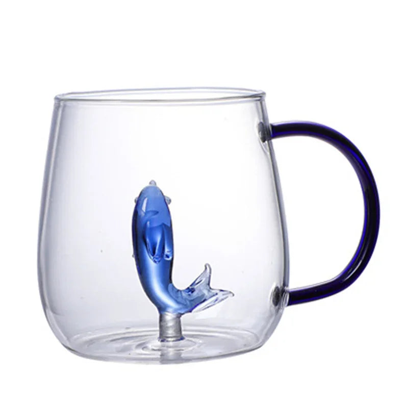 The Azure Voyager – Hand-Blown Dolphin Figurine Glass